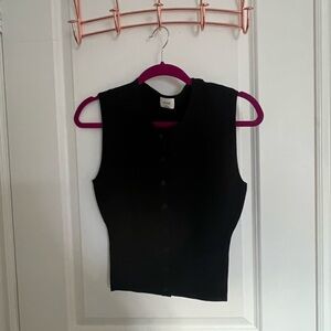Aritzia Wilfred Black Button-Up Sleeveless top